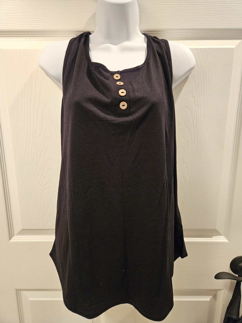 Women’s Black Button-Henley Tank Top